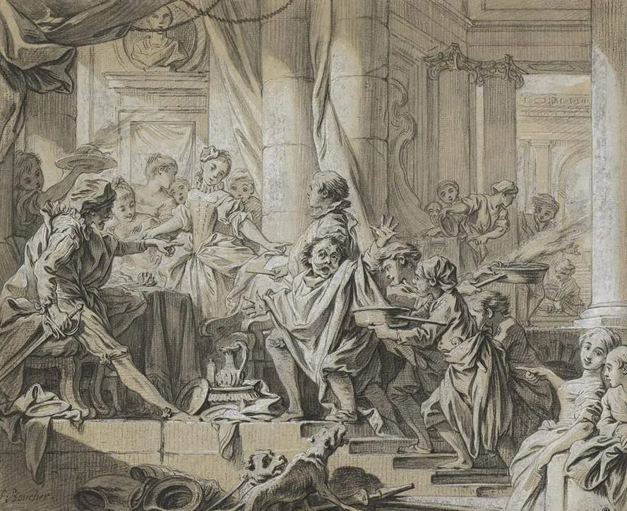 Sancho Fleeing from the Servants of the Duke