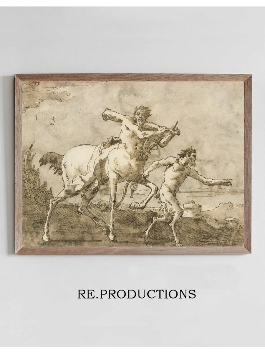 Satyr Leading a Centaur, Who Carries a Club, Bow and Quiver, Outside the Walls of a City