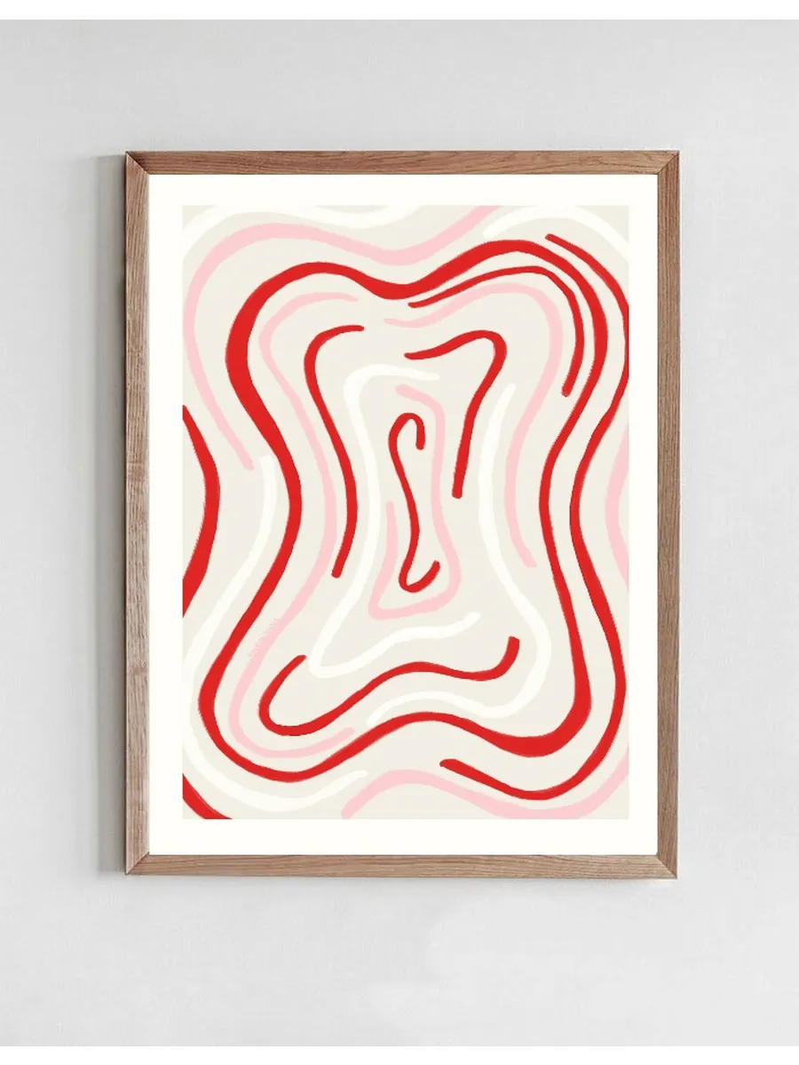 Scalloped Lines - Red & Pink