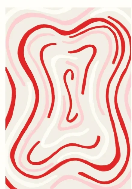 Scalloped Lines - Red & Pink