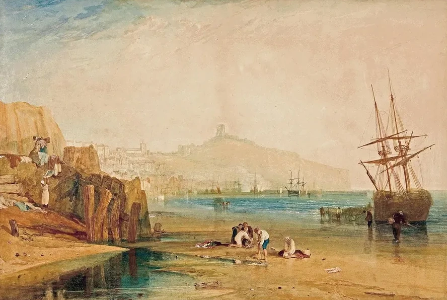 Scarborough Town and Castle Morning Boys Catching Crabs
