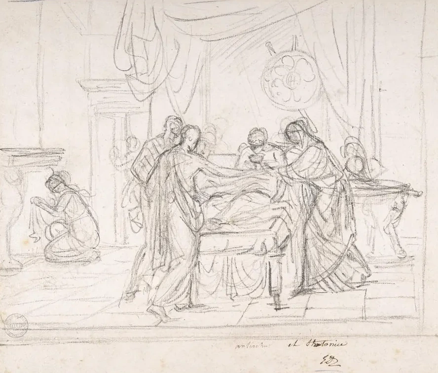 Scene from Ancient History Cup Offered to an Invalid
