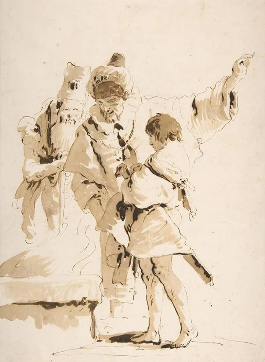 Scherzo di Fantasia Two Standing Orientals and a Standing Youth with a Sword