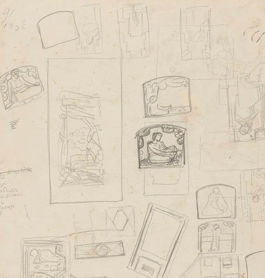 Schetsblad Met Compositie - Studies
