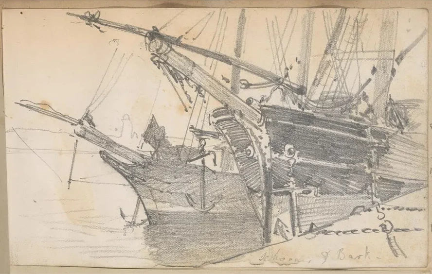 Schooner and Bark in Harbor