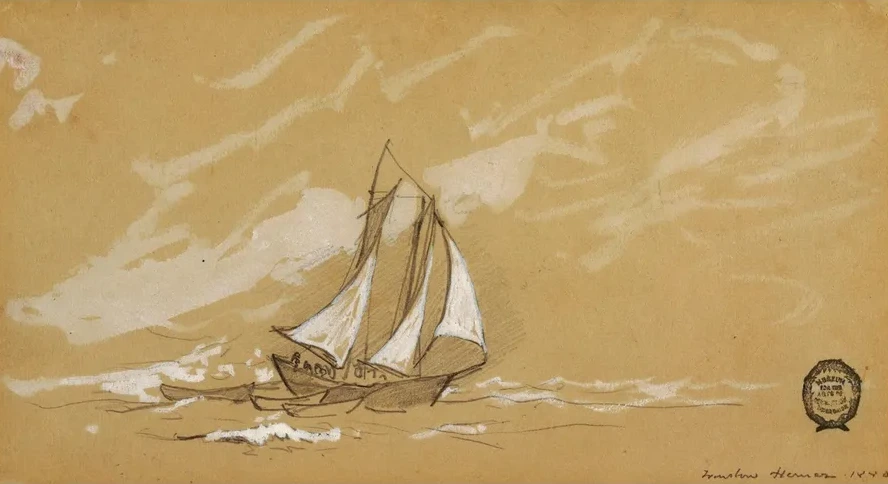 Schooner with Three Dories