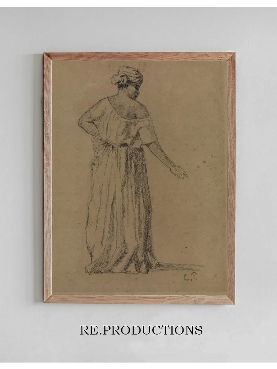 Schwarze Frau Mit Turban Und Langem Kleid in R Ckansicht