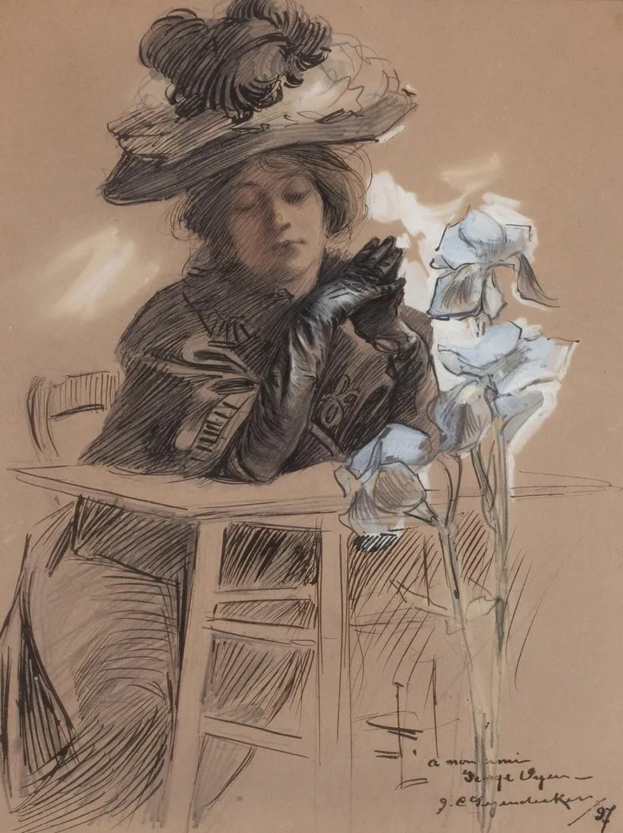 Seated Lady with Elegant Hat