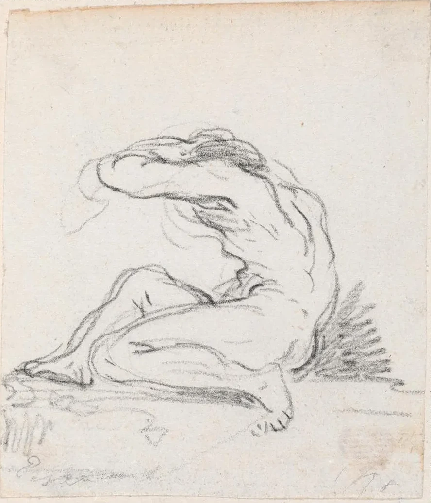 Seated Male Nude with Arm over Head, Seen from the Side