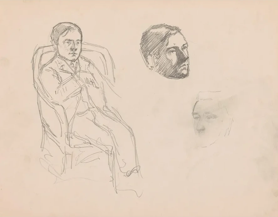 Seated Man and two Heads