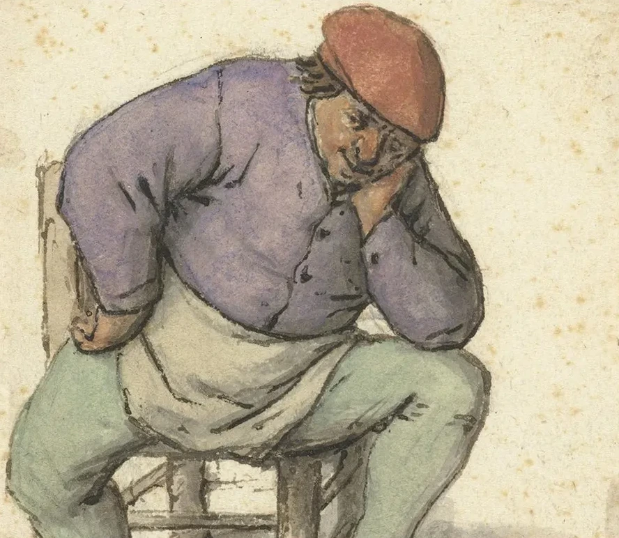 Seated Man, with his Left Foot on a Stove