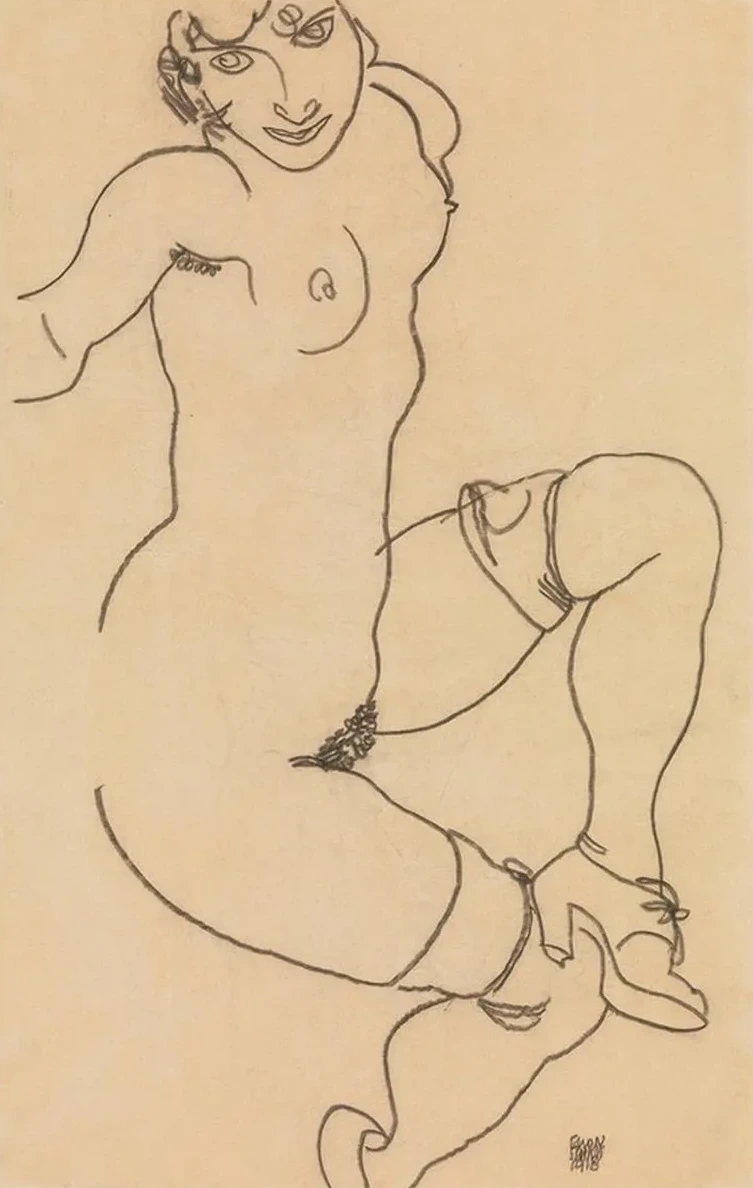 Seated Nude in Shoes and Stockings