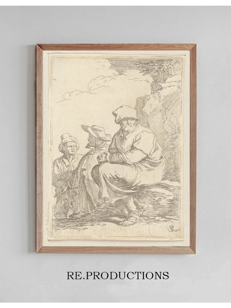 Seated Peasant with Two Other Men