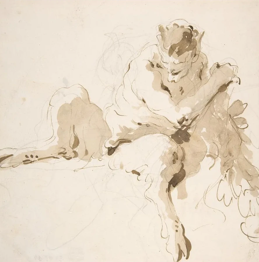 Seated Satyr Holding a Garland