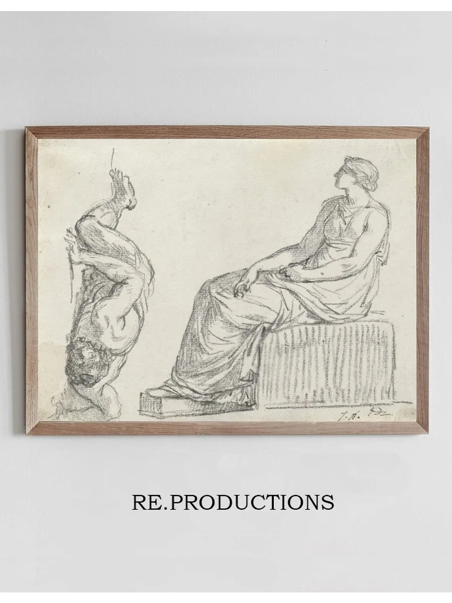 Seated Woman and Man Sprawling on the Ground