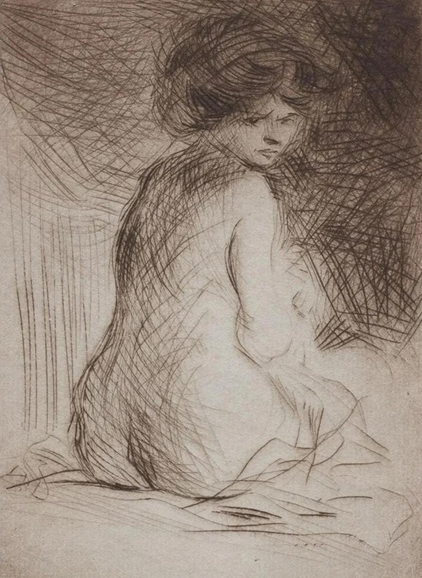 Seatetd Nude Woman from the Back
