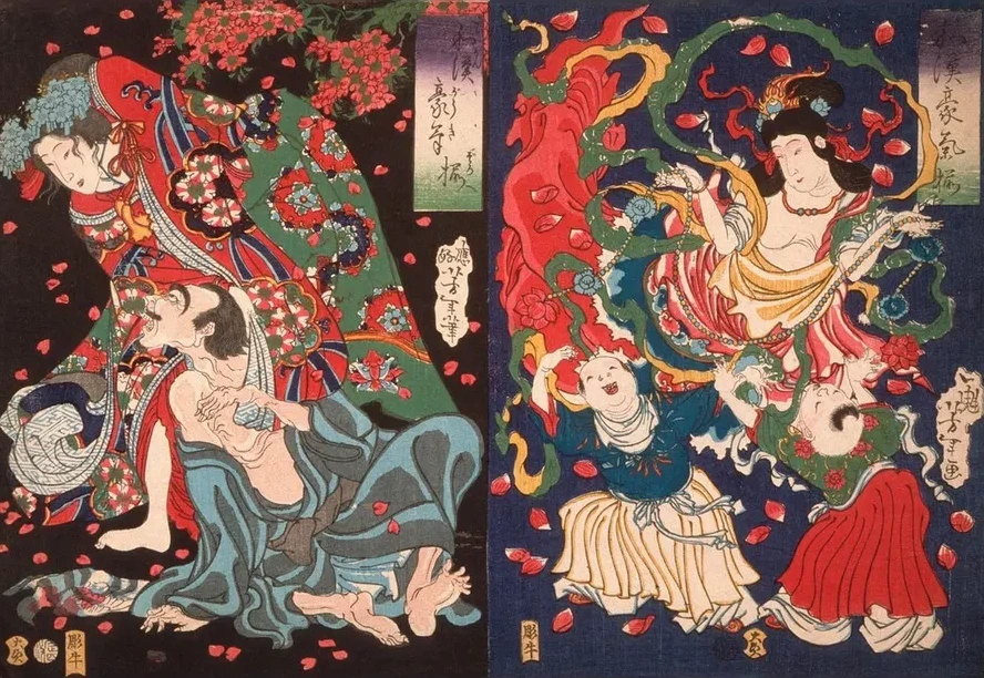 Seigen and Sakurahime Angel with Two Children