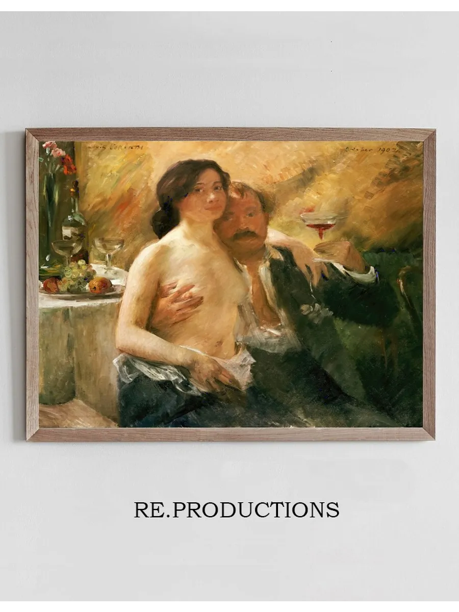 Self Portrait with His Wife Charlotte Berend - Corinth and a Sekt Glass