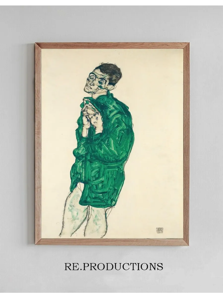 Self - Portrait In Green Shirt With Eyes Closed