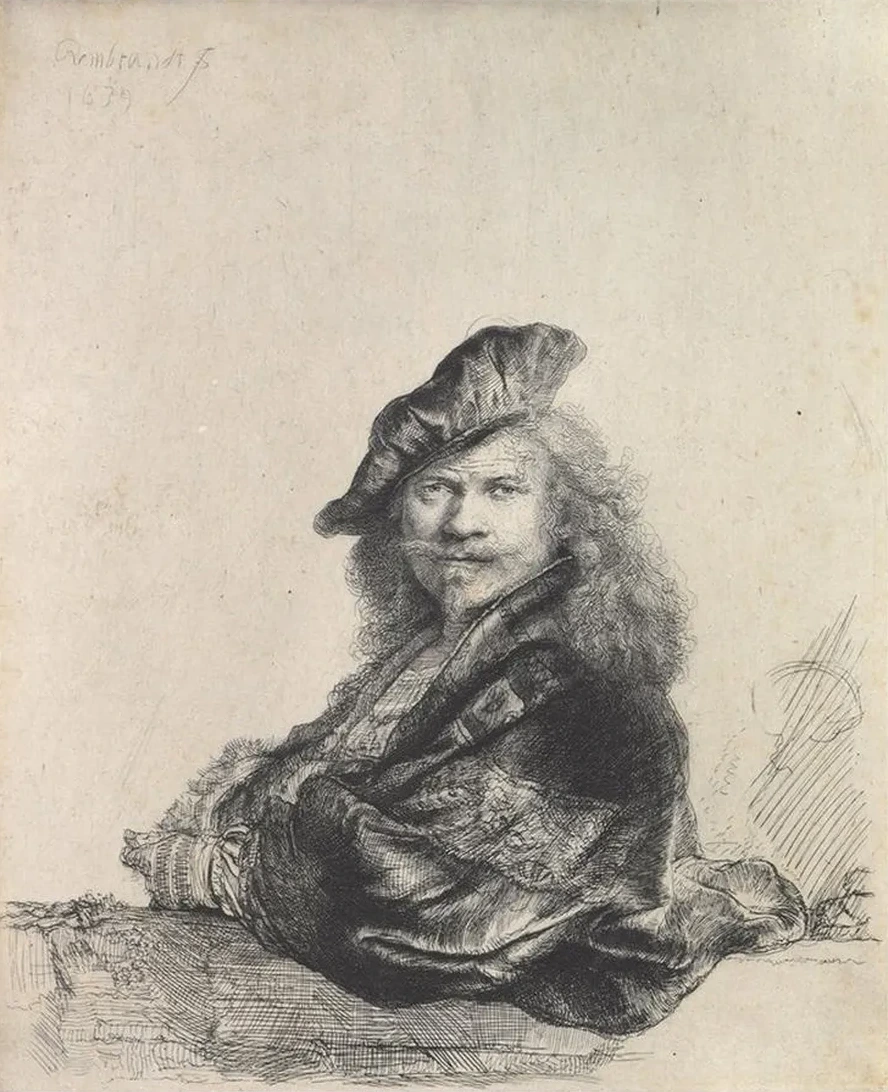 Self - Portrait Leaning on a Stone Sill
