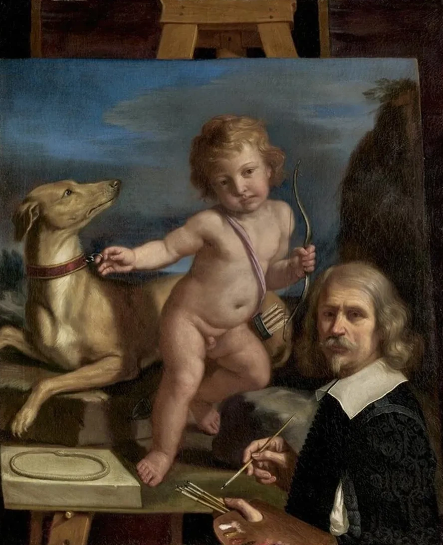 Self - Portrait before a Painting of Amor Fedele