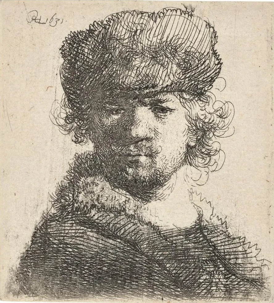Self - Portrait in a heavy Fur Cap Bust