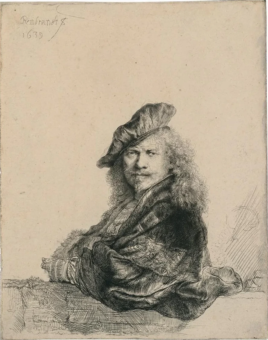 Self - Portrait leaning on a Stone Sill