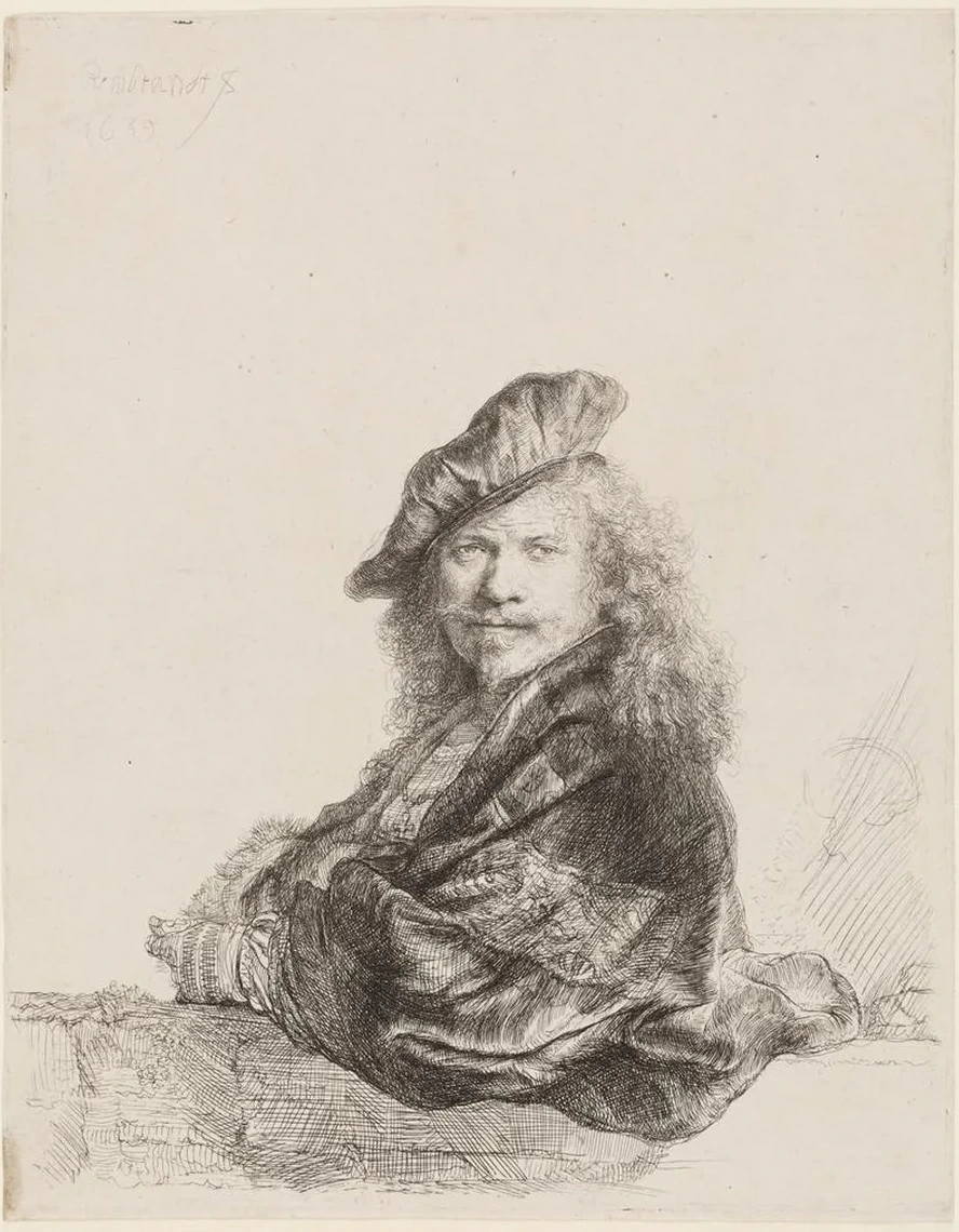 Self - Portrait Leaning on a Stone Sill