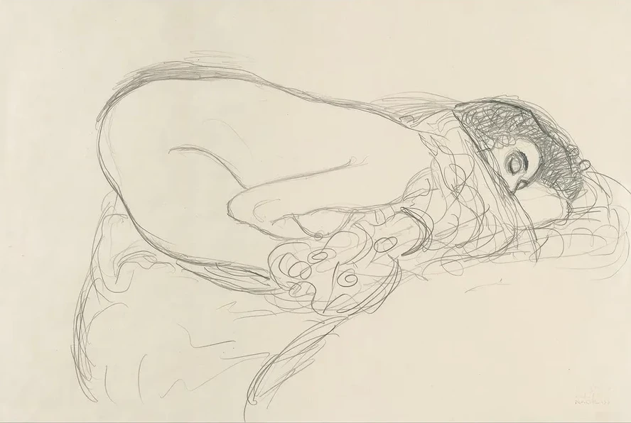 Semi - Nude Leaning Forward (preparatory Work for the Painting Leda)