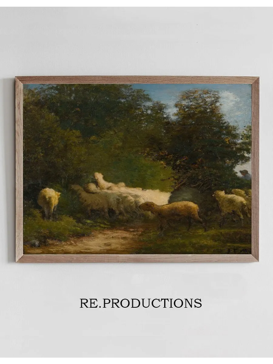Sheep Grazing Along A Hedgerow