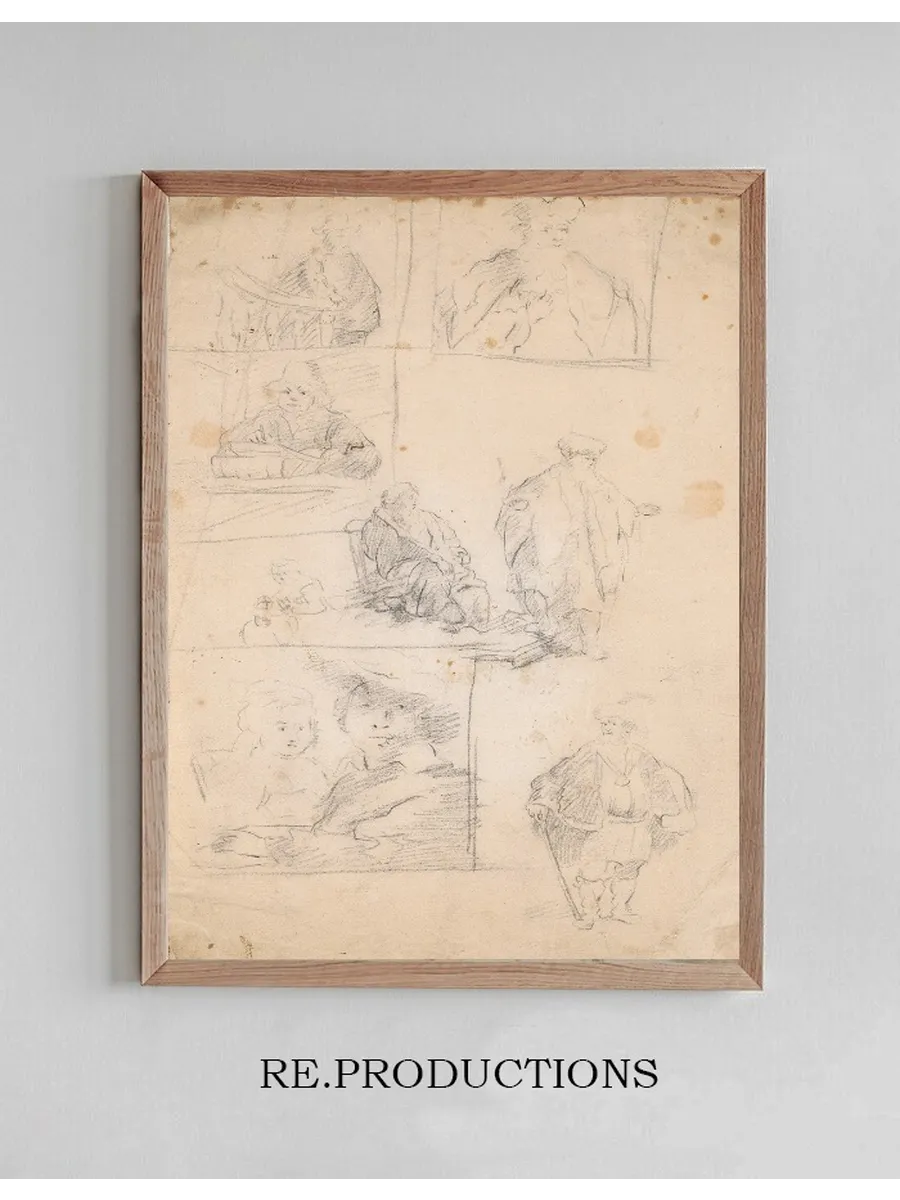 Sheet of Copies After Etchings by Rembrandt