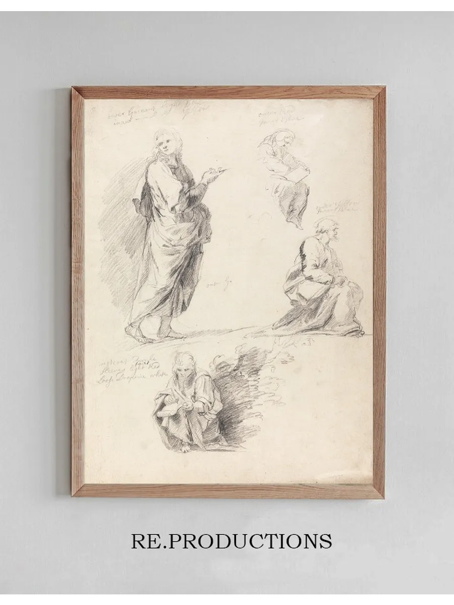 Sheet of Figure Studies from Raphael's Disputation