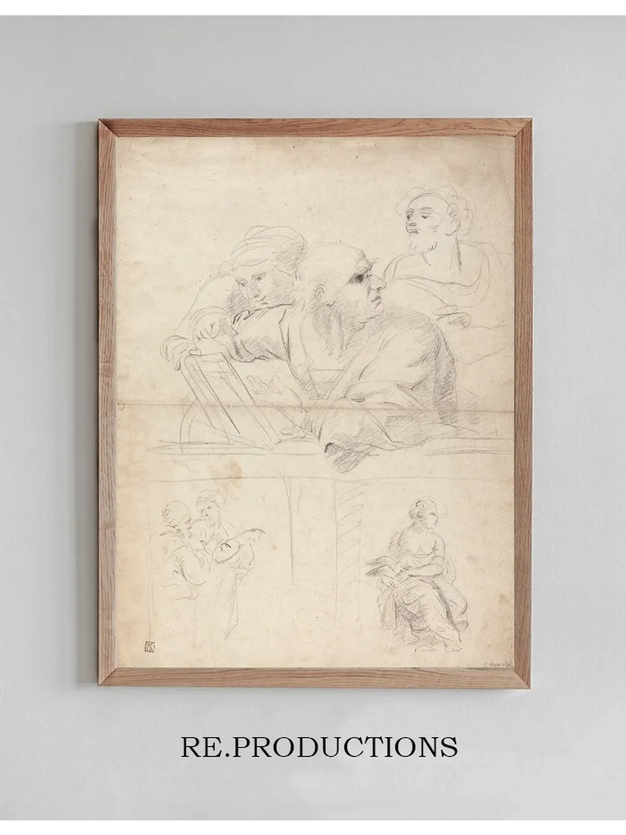 Sheet of Figure Studies from Raphael's Disputation