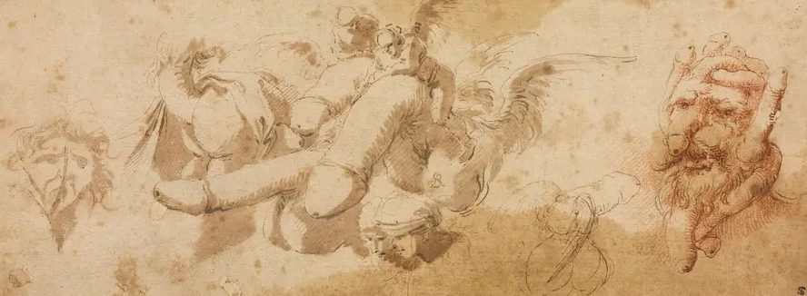 Sheet of Satirical Studies (Amorini Riding Phalli)