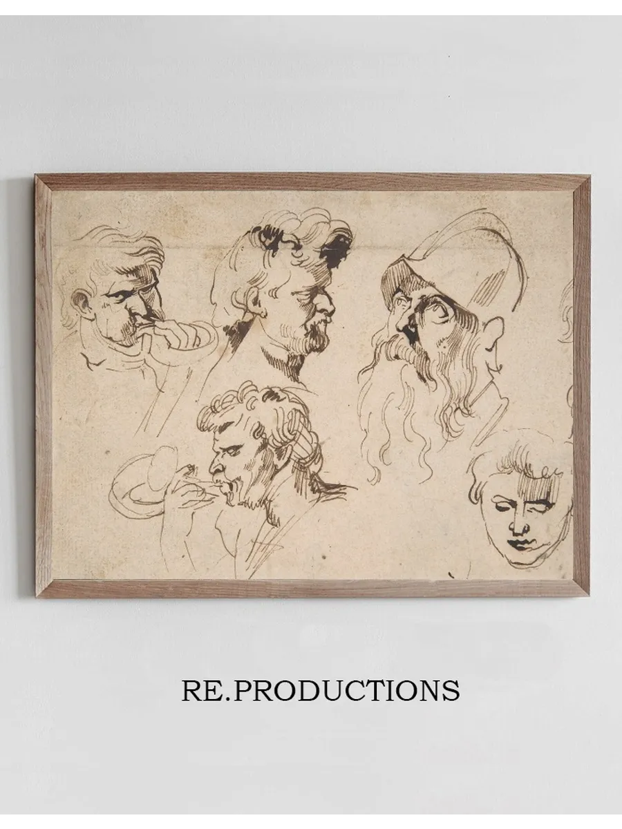 Sheet of Studies of Heads