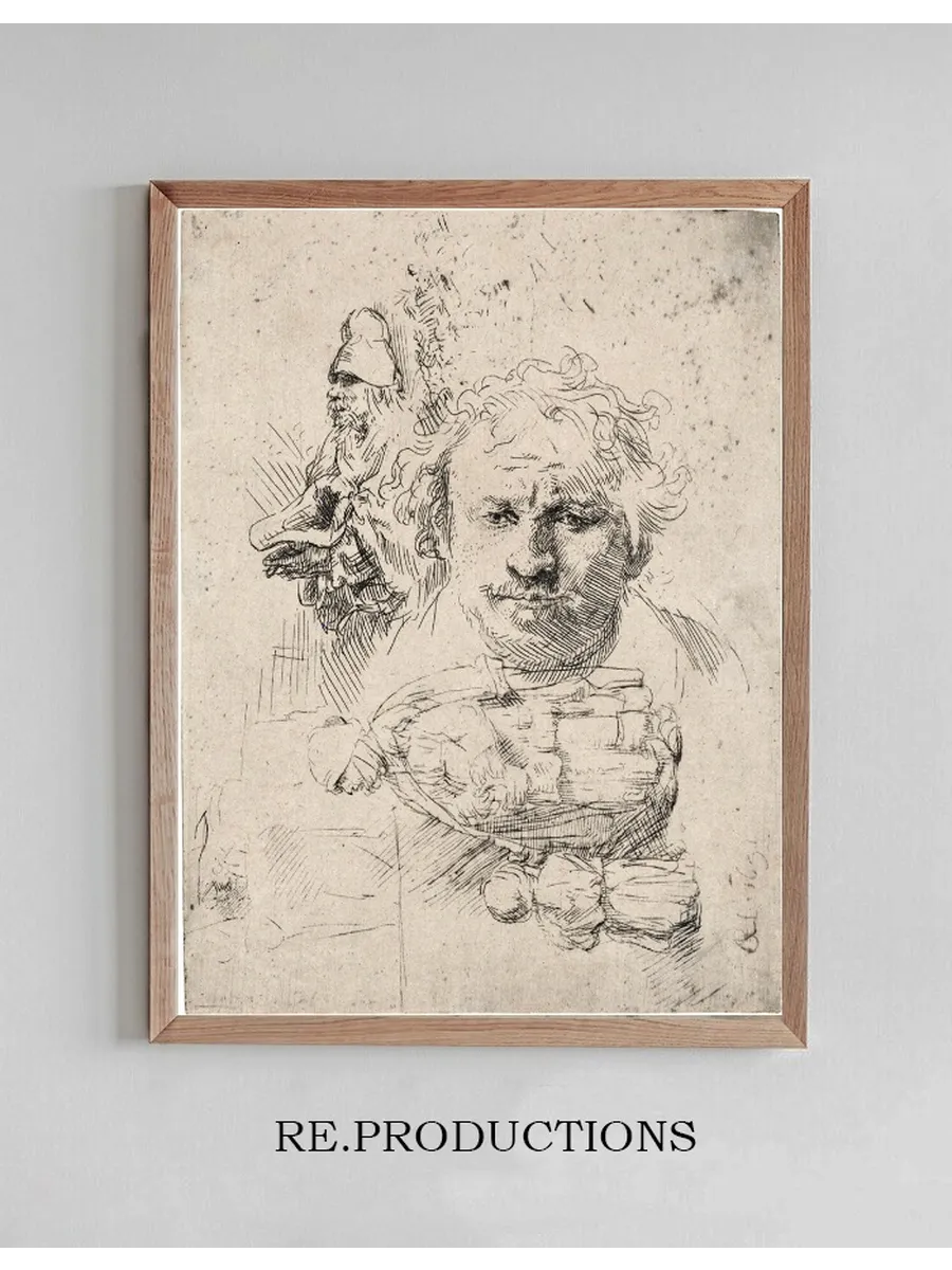 Sheet of Studies with the Head of the Artist, a Beggar Man, Woman and Child
