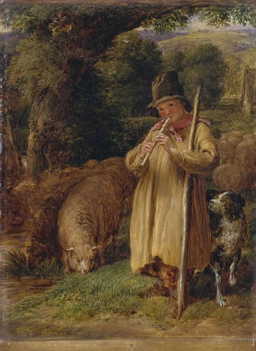 Shepherd Boy Playing A Flute