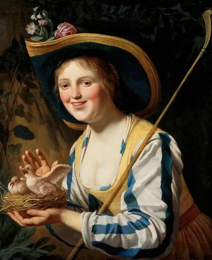 Shepherdess With Pigeons