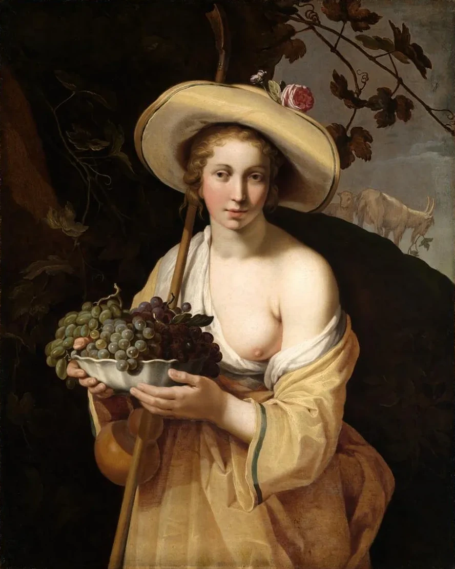 Shepherdess with a Bowl of Grapes