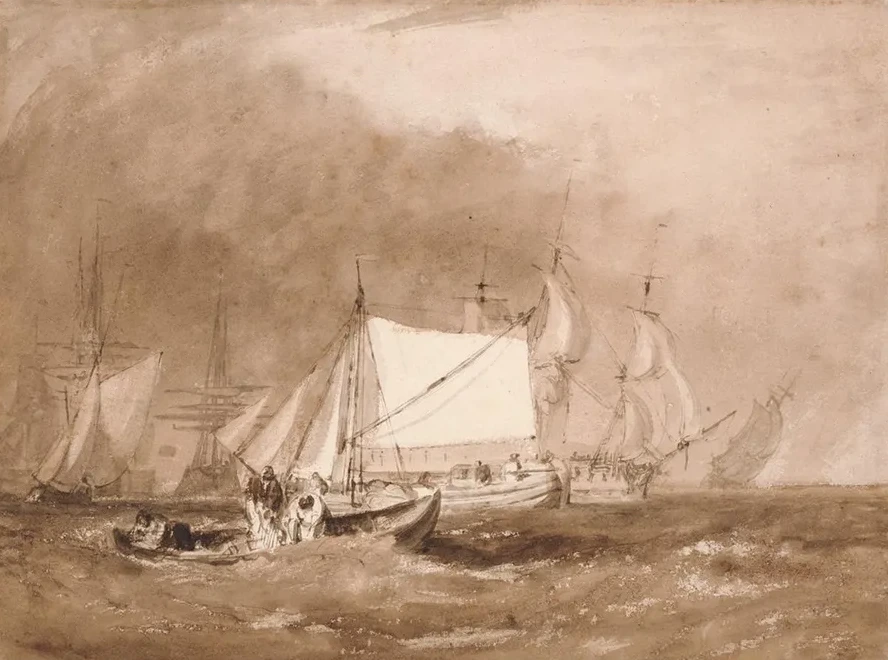 Shipping Scene, with Fishermen