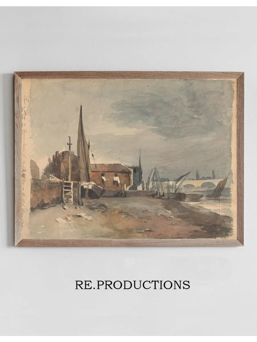 Shore Scene with Buildings and Boats