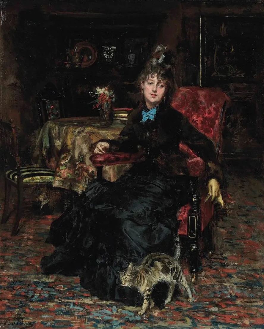 Signora Seduta Con Gatto