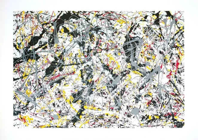 Silver Over Black, White, Yellow and Red