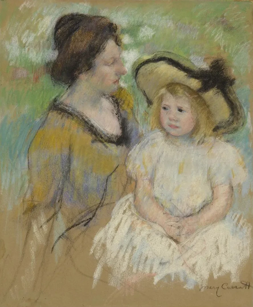 Simone Seated on the Grass Next to Her Mother