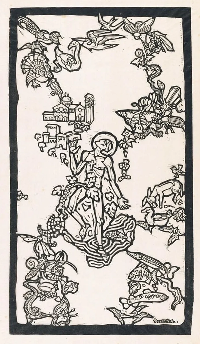 Sint Franciscus van Assisi, Staand in Het Water, Omringd Door Dieren