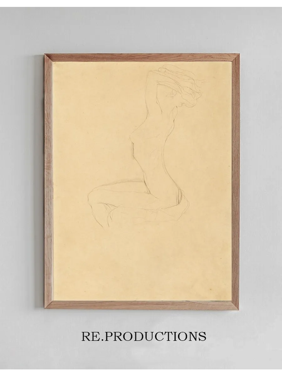 Sitting Girl Nude with Raised Arms