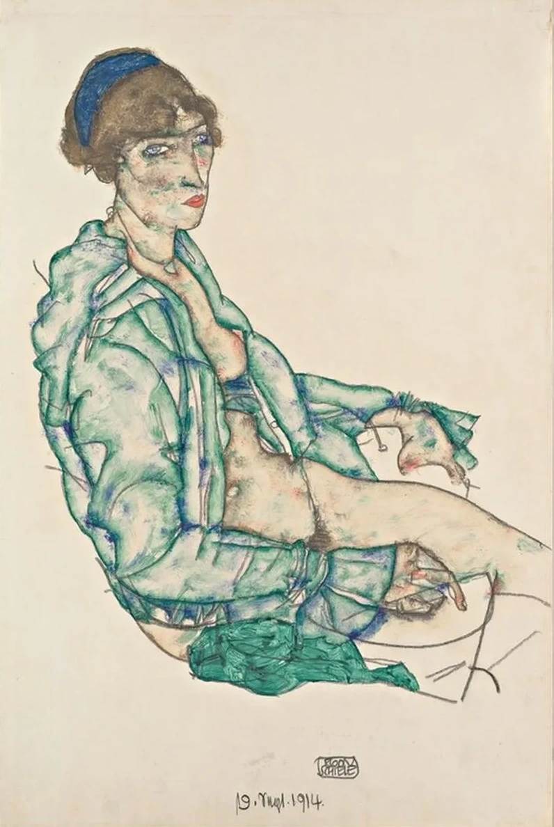 Sitting Semi - Nude with Blue Hairband