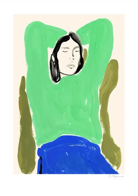 Sitting in Green and Blue