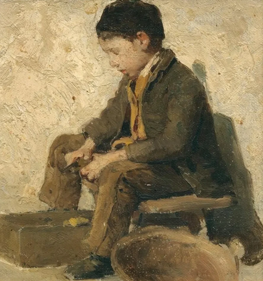 SittingBoy Peeling Vegetables