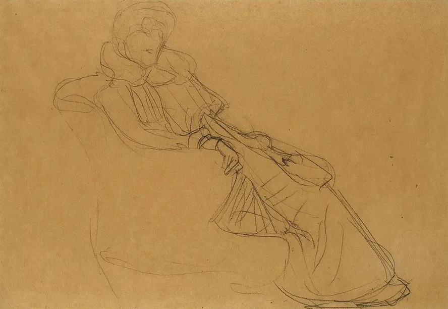 Sitzend Nach Rechts Im Dreiviertelprofil (Seated Figure From The Right In Three - Quarter Profile)